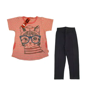 ست تی شرت و شلوار دخترانه یونیکو مدل گربه ملوانی