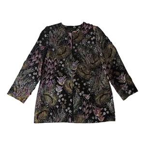 مانتو کتی زنانه مدل طاووس بنفش طلایی