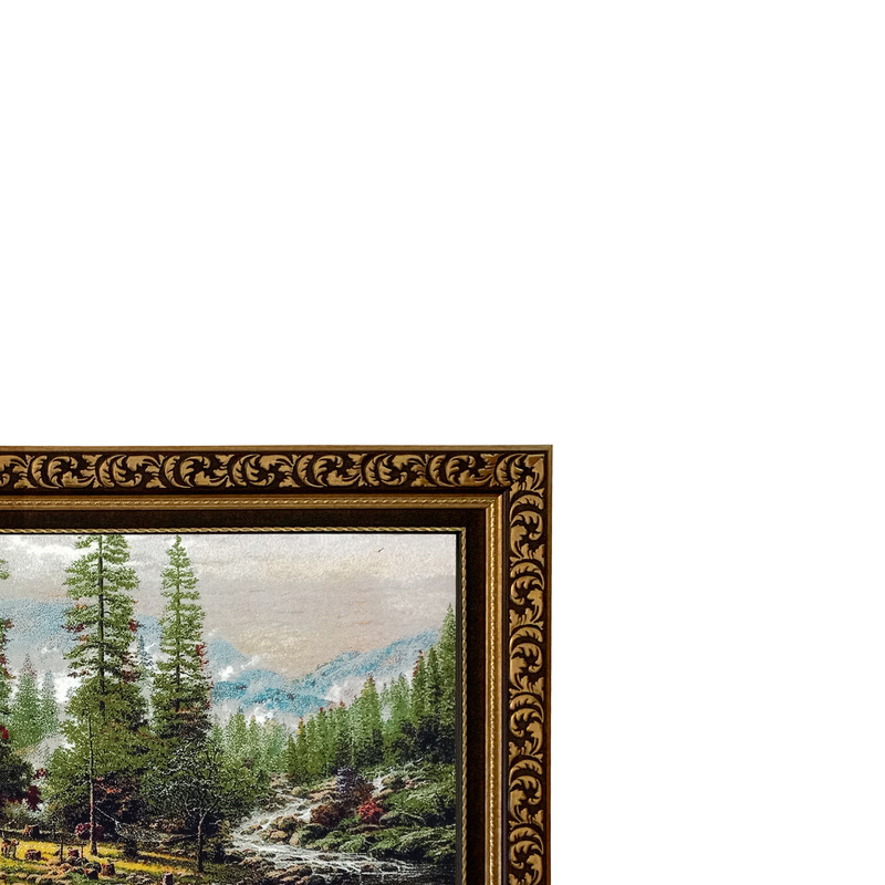 تابلو فرش ماشینی طرح دستبافت مدل کلبه جنگلی کد 8210