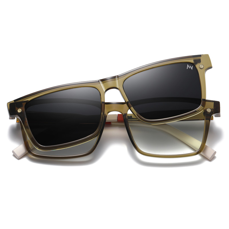 فریم عینک طبی آلبرت وگ مدل CG7703C526P97 Polarized Double Switch مناسب برای انواع صورت به همراه کاور آفتابی