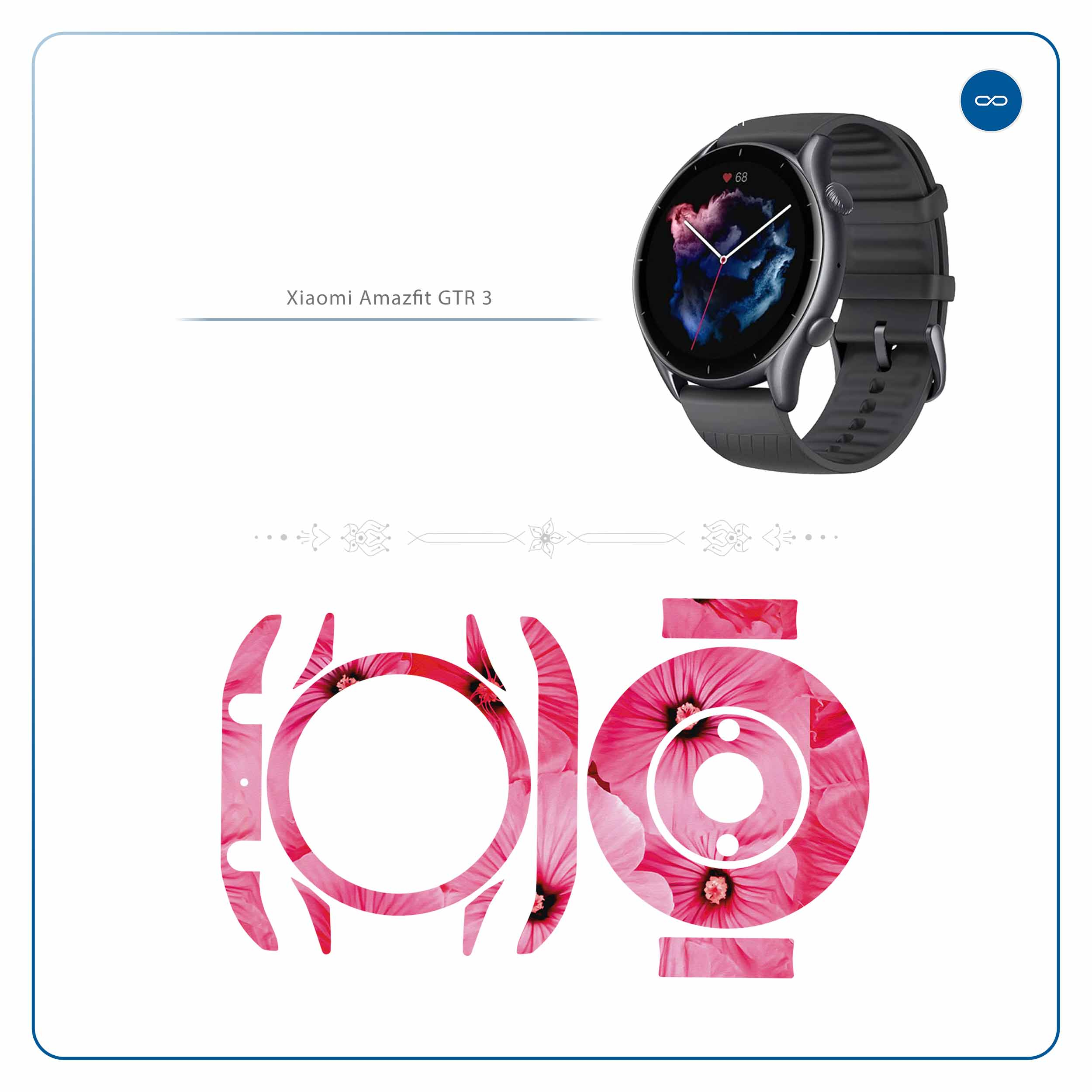 برچسب ماهوت طرح Pink-Flower مناسب برای ساعت هوشمند آمازفیت GTR 3