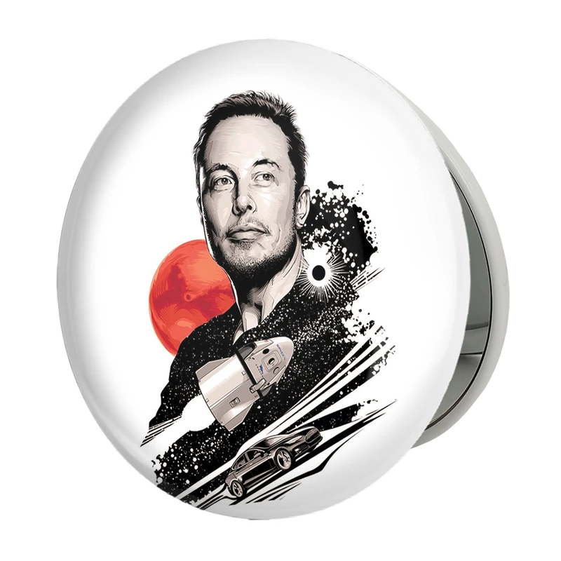 آینه جیبی خندالو طرح ایلان ماسک Elon Musk مدل تاشو کد 10917 