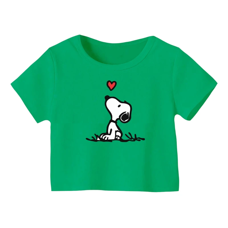 کراپ‌ تی‌شرت آستین کوتاه زنانه مدل اسنوپی کد 26