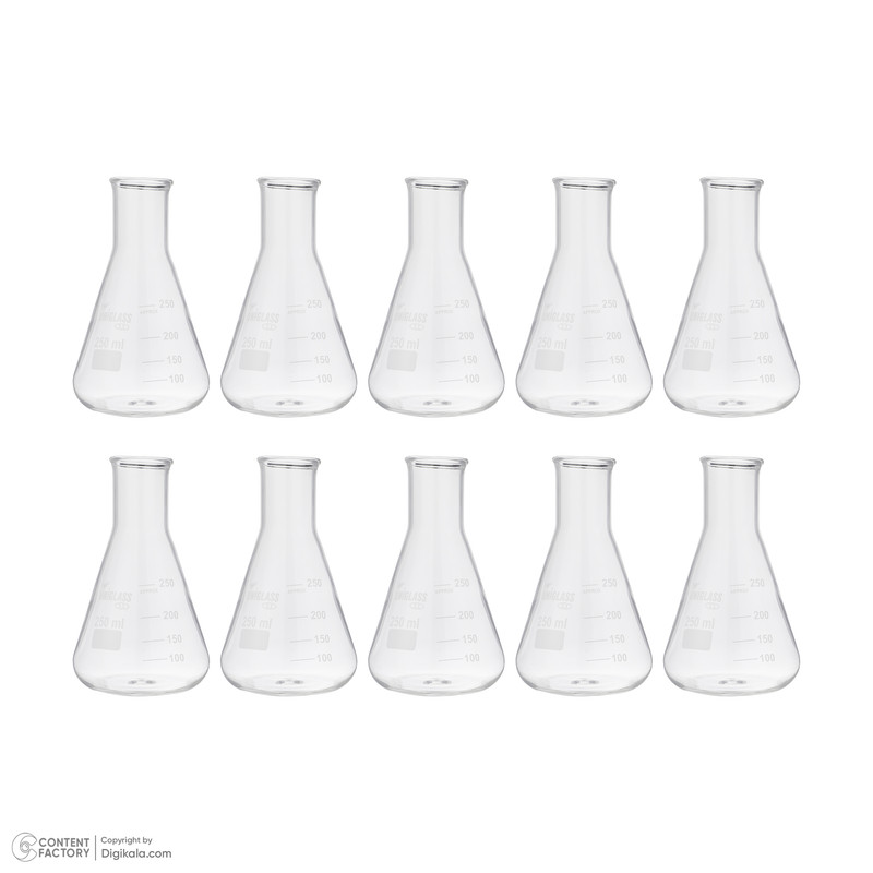 ارلن آزمایشگاه یونی گلس مدل boro ظرفیت 250 میلی لیتر بسته 10 عددی