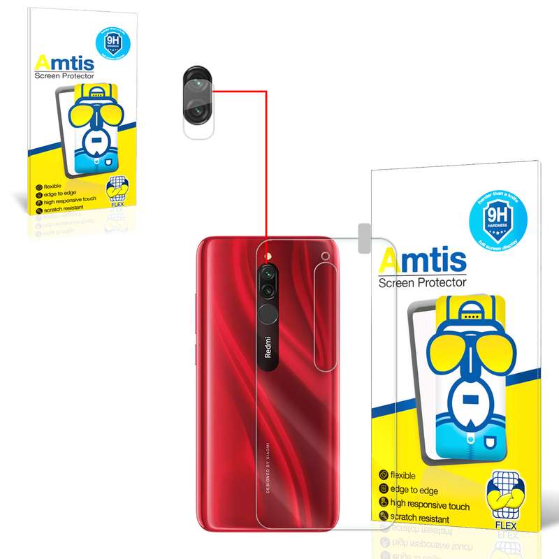 محافظ لنز دوربین امتیس مدل re8 مناسب برای گوشی موبایل شیائومی REDMI 8 به همراه محافظ پشت گوشی