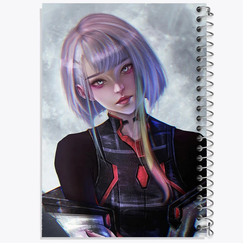 دفتر ژورنال نویسی 50 برگ خندالو مدل نقطه ای طرح لوسی انیمه سایبر پانک Cyberpunk کد 22443