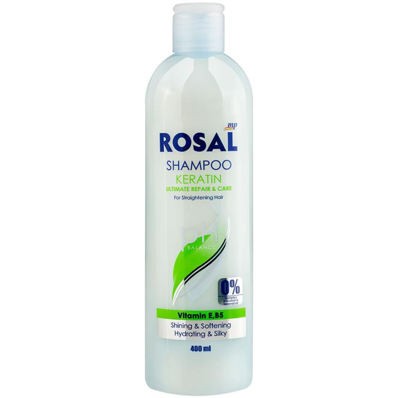 شامپو تقویت کننده و ترمیم کننده مو رزال مدل Keratin حجم 400 میلی لیتر