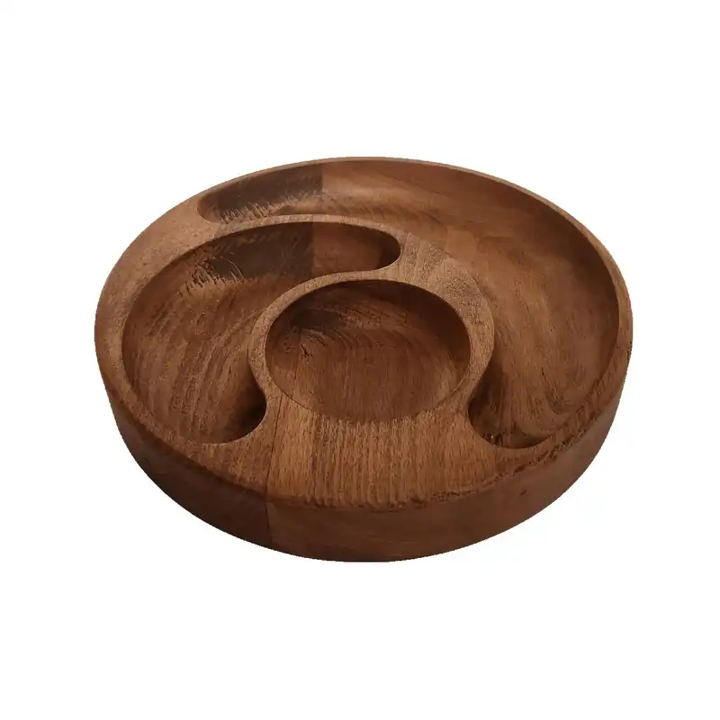 ظرف سرو چوبی گردوچ مدل مهتاب کد DK - 6060