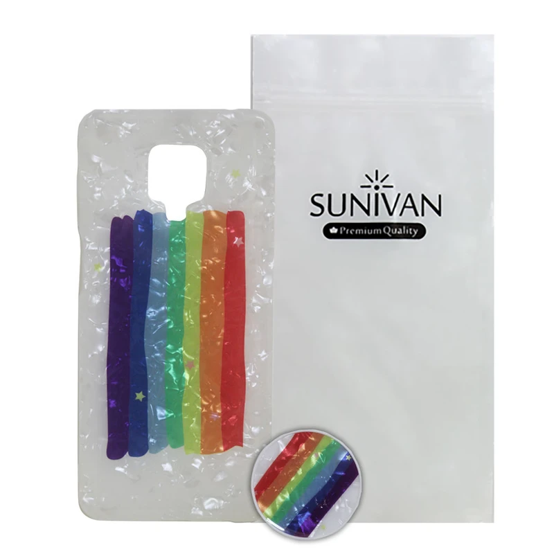 کاور سانیوان مدل یخی طرح آب رنگی مناسب برای گوشی موبایل  شیائومی Redmi note9s / note9 pro  به همراه پاپ سوکت