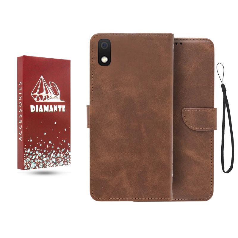 کیف کلاسوری دیامانته مدل جاکارتی بنددار مناسب برای گوشی موبایل سامسونگ Galaxy A01 Core به همراه بند آویز