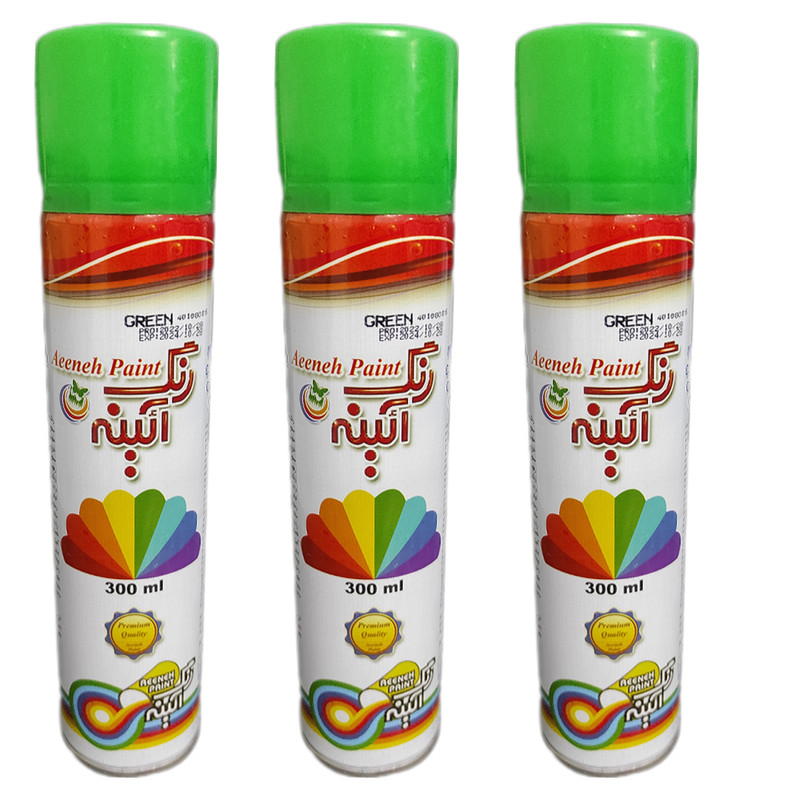 اسپری رنگ سبز آیینه کد 110 حجم 300 میلی لیتر بسته 3 عددی