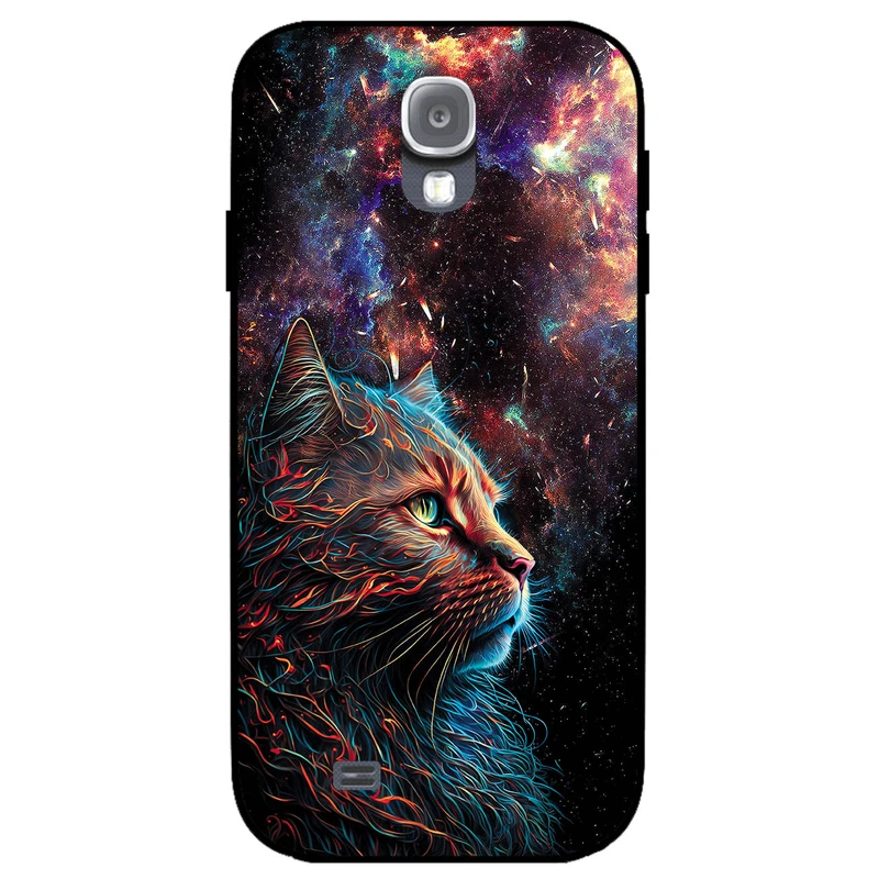 کاور مگافون طرح گربه کهکشانی مدل 4203 مناسب برای گوشی موبایل سامسونگ Galaxy S4         