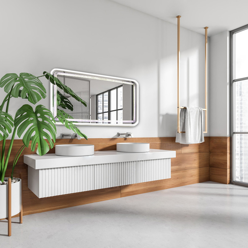 آینه سرویس بهداشتی گلسموند مدل مستطیل ضدبخار هوشمند کد HLBWM