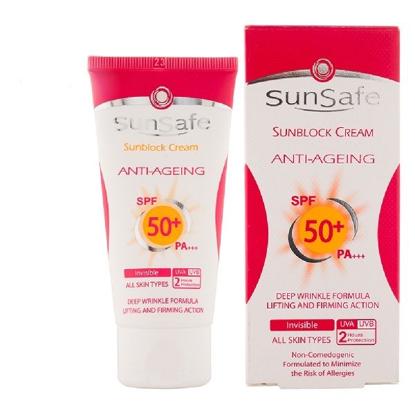 کرم ضد آفتاب بدون رنگ سان سیف spf 50 مدل ANTI AGEING مناسب برای انواع پوست حجم 50 میلی لیتر -  - 2