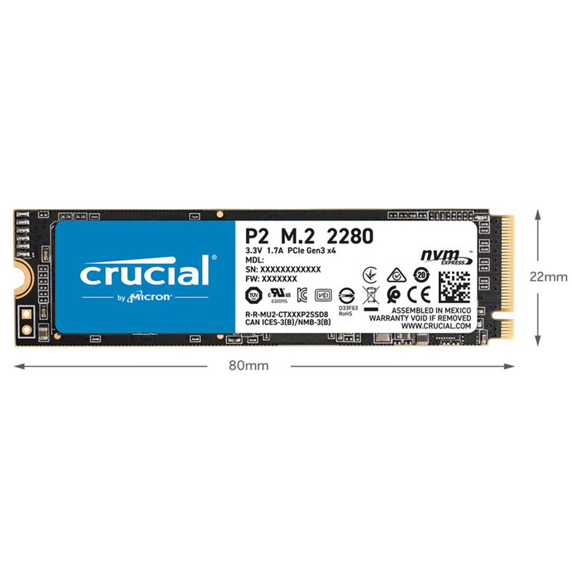 اس اس دی اینترنال کروشیال مدل P2 M.2 NVMe PCIe ظرفیت 500 گیگابایت