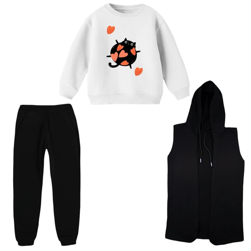 ست 3 تکه لباس راحتی بچگانه مدل گربه کد 7