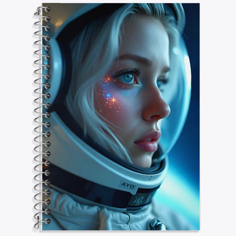 دفتر زبان 50 برگ خندالو مدل دو خط طرح دختر فضانورد کد F7589