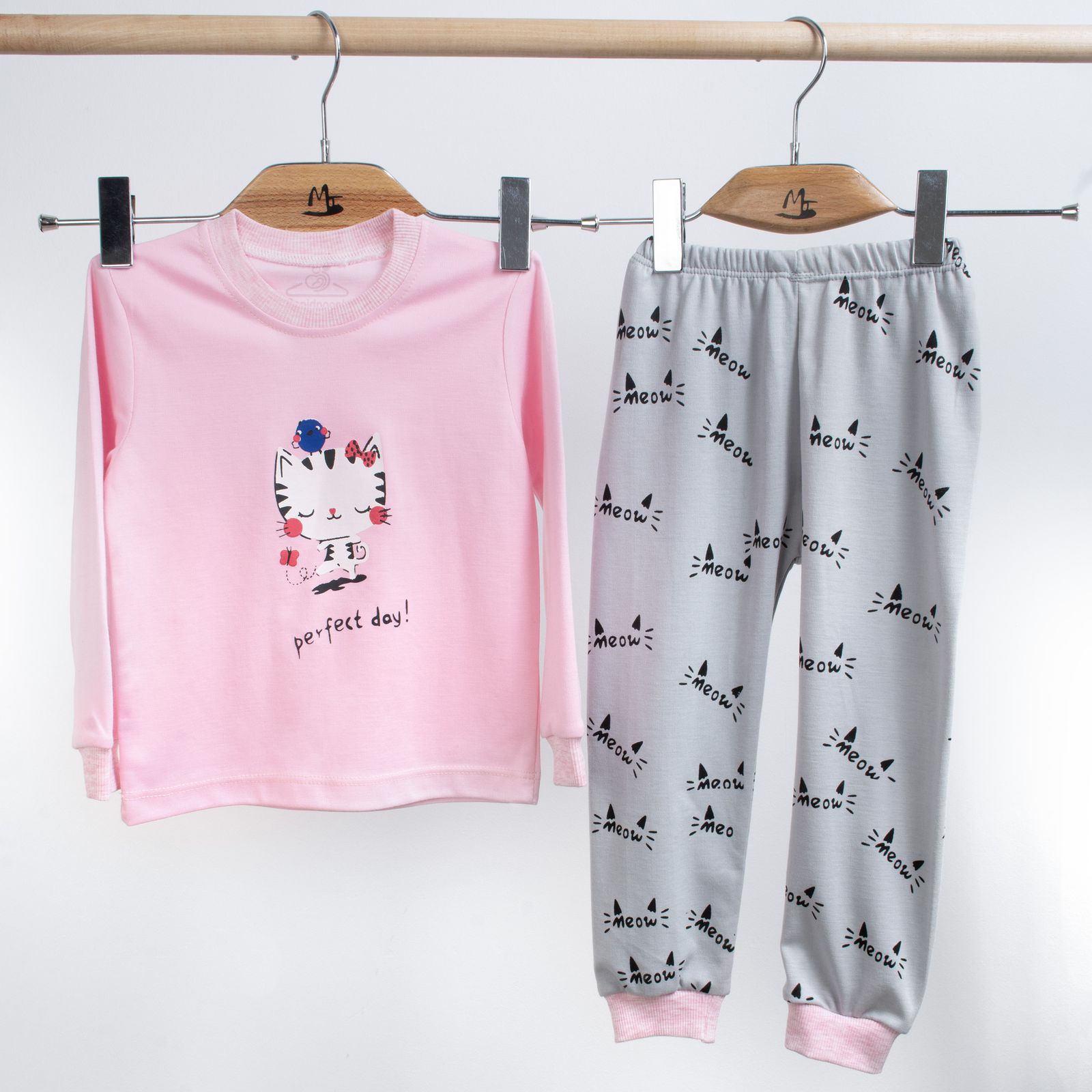 ست تی شرت آستین بلند و شلوار بچگانه سپیدپوش مدل گربه کد 1402310 -  - 4