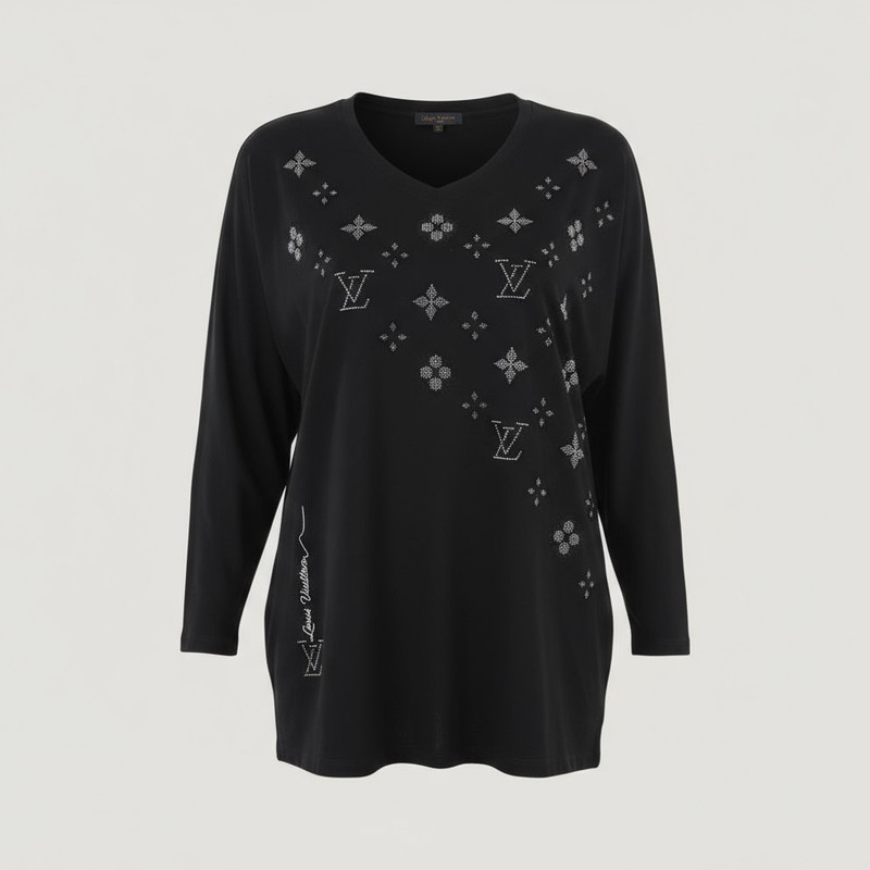 بلوز آستین بلند یقه هفت زنانه مدل نگین دار مدل 007