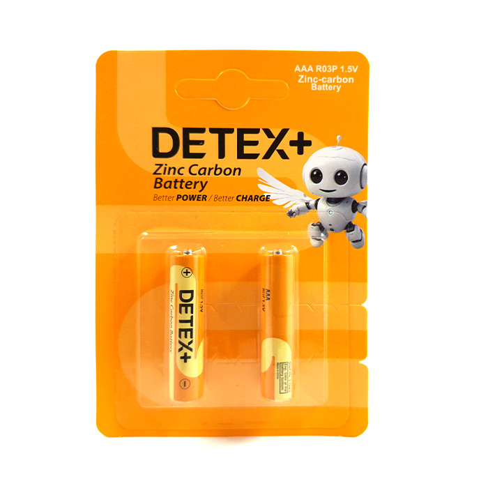 باتری نیم قلمی دتکس پلاس مدل R03P بسته دو عدد