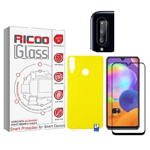 محافظ صفحه نمایش ریکوو مدل EUL مناسب برای گوشی موبایل سامسونگ Galaxy A20s به همراه محافظ پشت گوشی و محافظ لنز دوربین