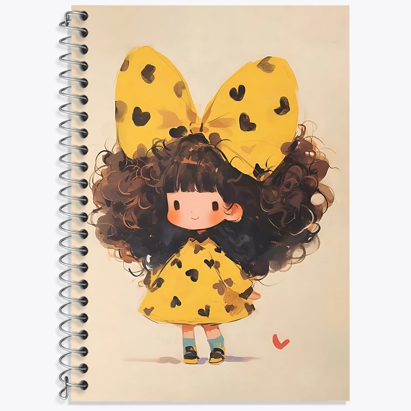 دفتر زبان 50 برگ خندالو مدل دو خط طرح دختر مو فرفری کد N3496