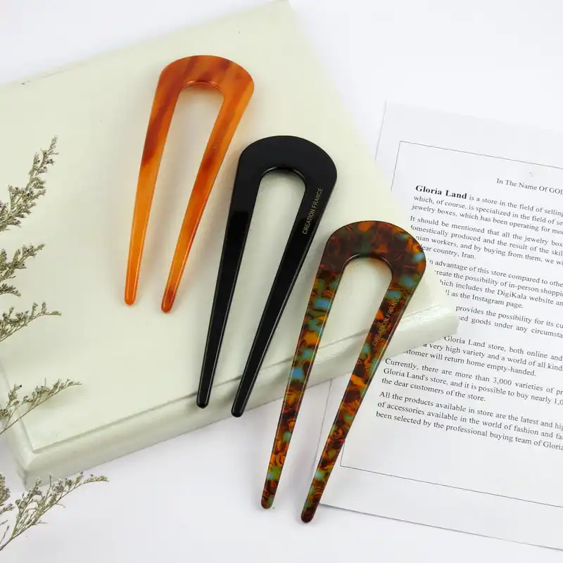 گیره مو زنانه مدل کانزاشی دو شاخ کد G_Lnd_3144