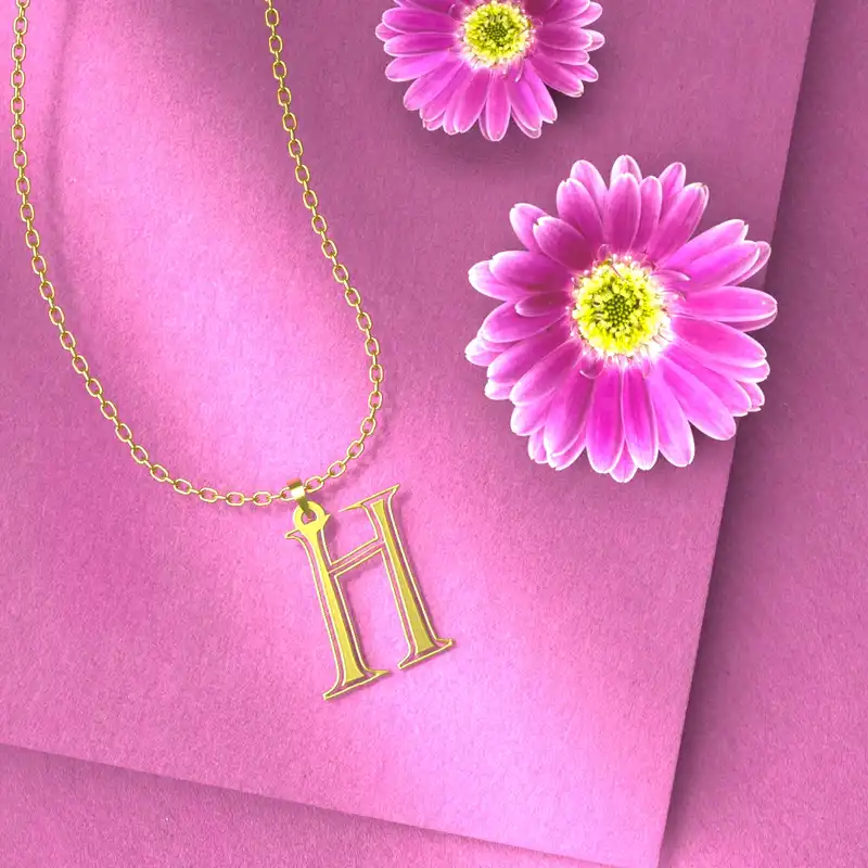 گردنبند طلا 18 عیار زنانه مدوپد مدل حرف H کد H3-1-1450