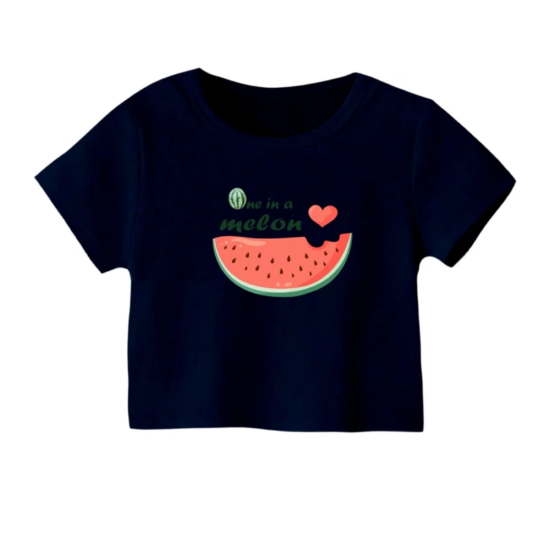 کراپ‌ تی‌شرت آستین کوتاه زنانه مدل هندوانه یلدایی کد 26