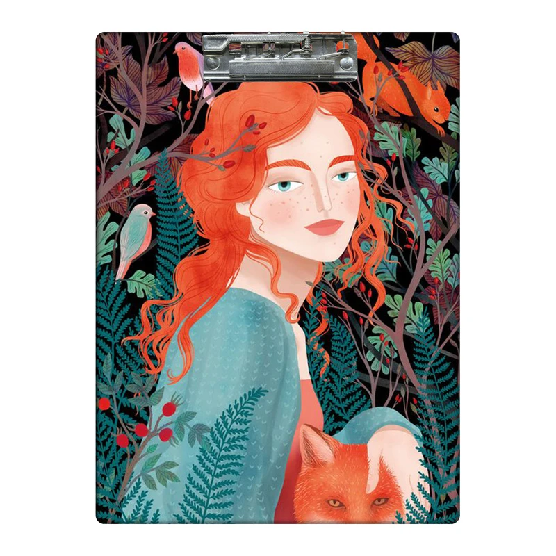 تخته شاسی طرح دختر پاییزی و روباه کد  9979621 سایز A4