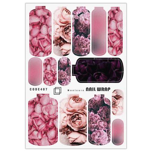 برچسب ناخن مدل نیل رپ گل کد 407