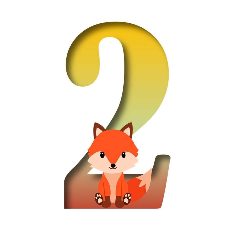  استند رومیزی تولد طرح عدد 2 مدل روباه حیوانات جنگل