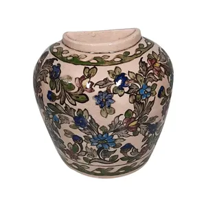 گلدان سفالی مدل دیواری نقاشی زیر لعابی کد P041