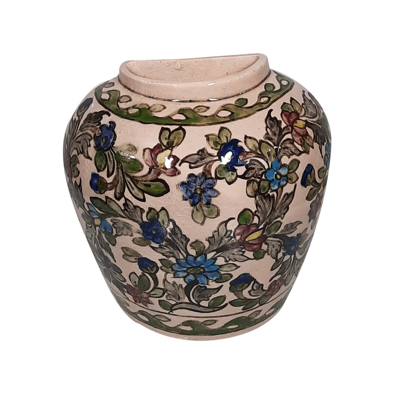 گلدان سفالی مدل دیواری نقاشی زیر لعابی کد P041