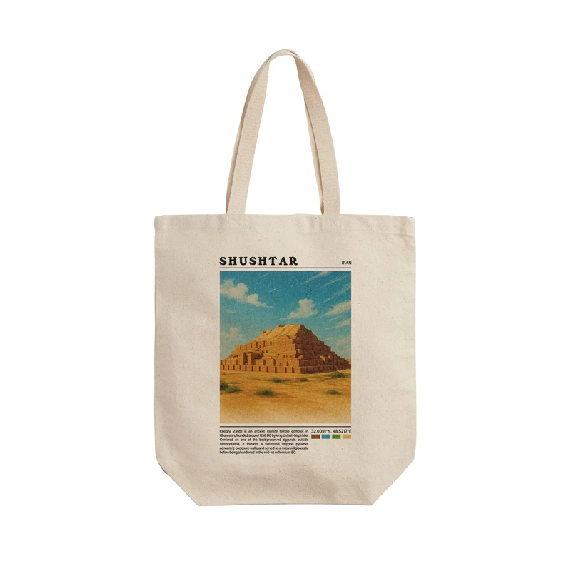 ساک خرید ترمه طراحان ایده مدل زیگورات چغازنبیل شوشتر کد map0858 - L