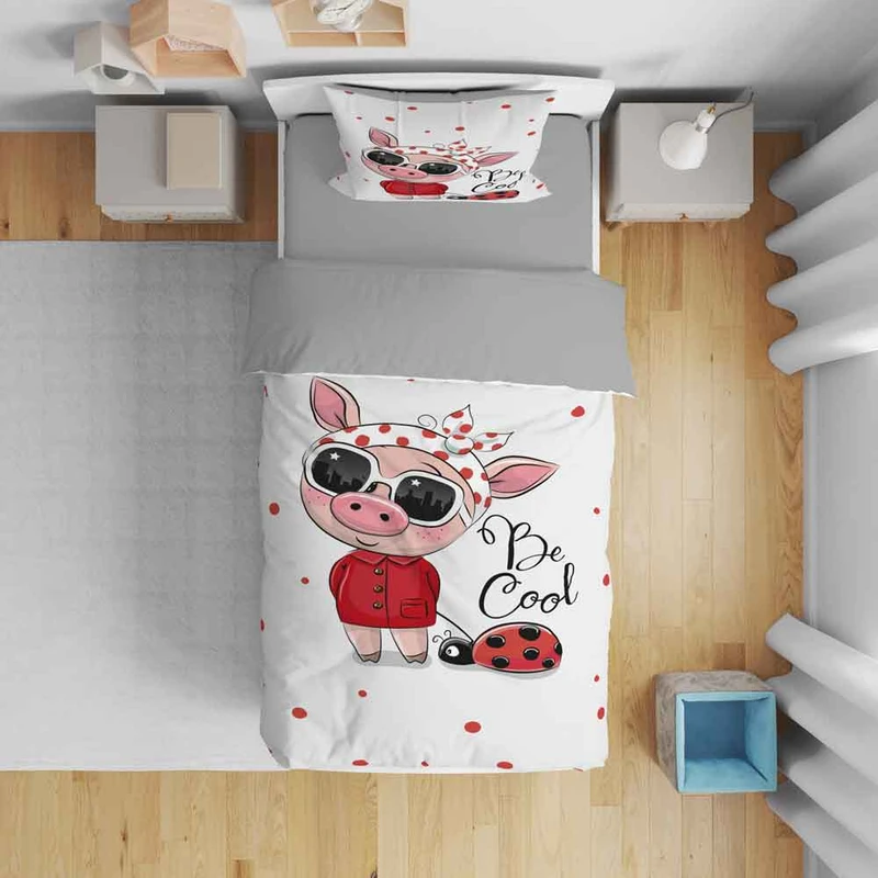 سرویس روتختی نوپه هوم مدل خوک و کفشدوزک T6072 تک نفره 5 تکه