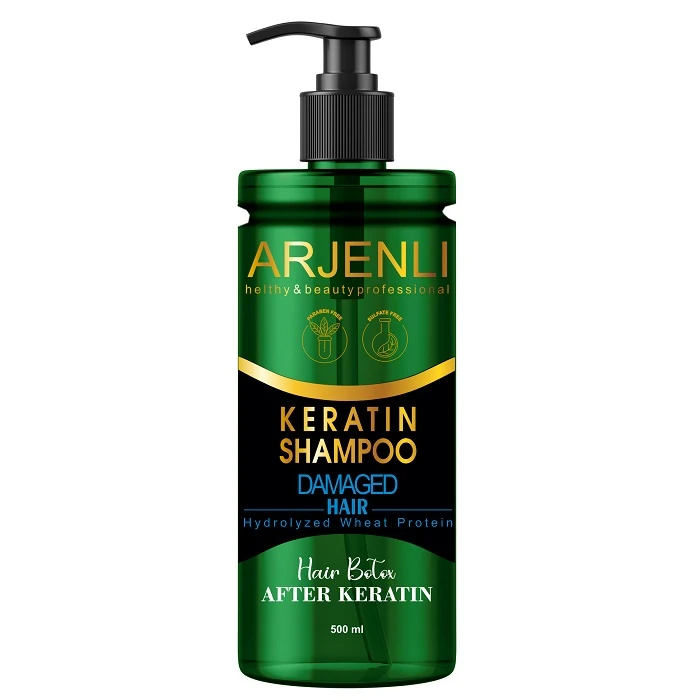 شامپو تقویت کننده و ترمیم کننده مو ارجنلی مدل کراتین مناسب موهای خشک و آسیب دیده حجم 500 میلی لیتر