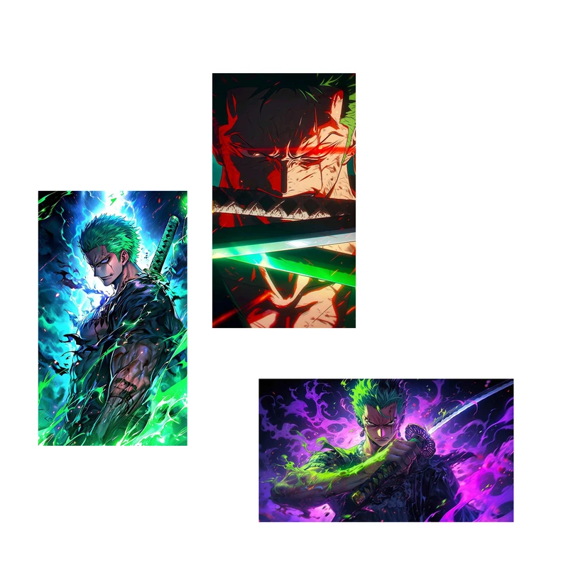 استیکر لپ تاپ و موبایل مدل انیمه طرح وان پیس رورونوا زورو one piece roronoa zoro کد 855 مجموعه 3 عددی