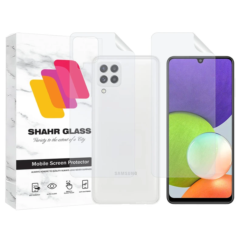 محافظ صفحه نمایش شهر گلس مدل MTNANFBSH مناسب برای گوشی موبایل سامسونگ Galaxy A22 4G به همراه محافظ پشت گوشی