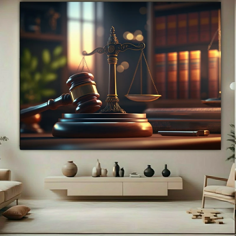 تابلو بوم طرح مخمل دادگاه مدل ترازوی عدالت کد BK23137