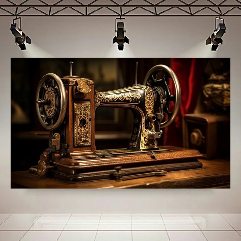  پوستر طرح چرخ خیاطی فلزی مدل قدیمی کد PD130347