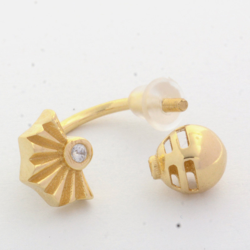گوشواره میخی طلا 18 عیار زنانه طلای مستجابی مدل گل 132 - 3