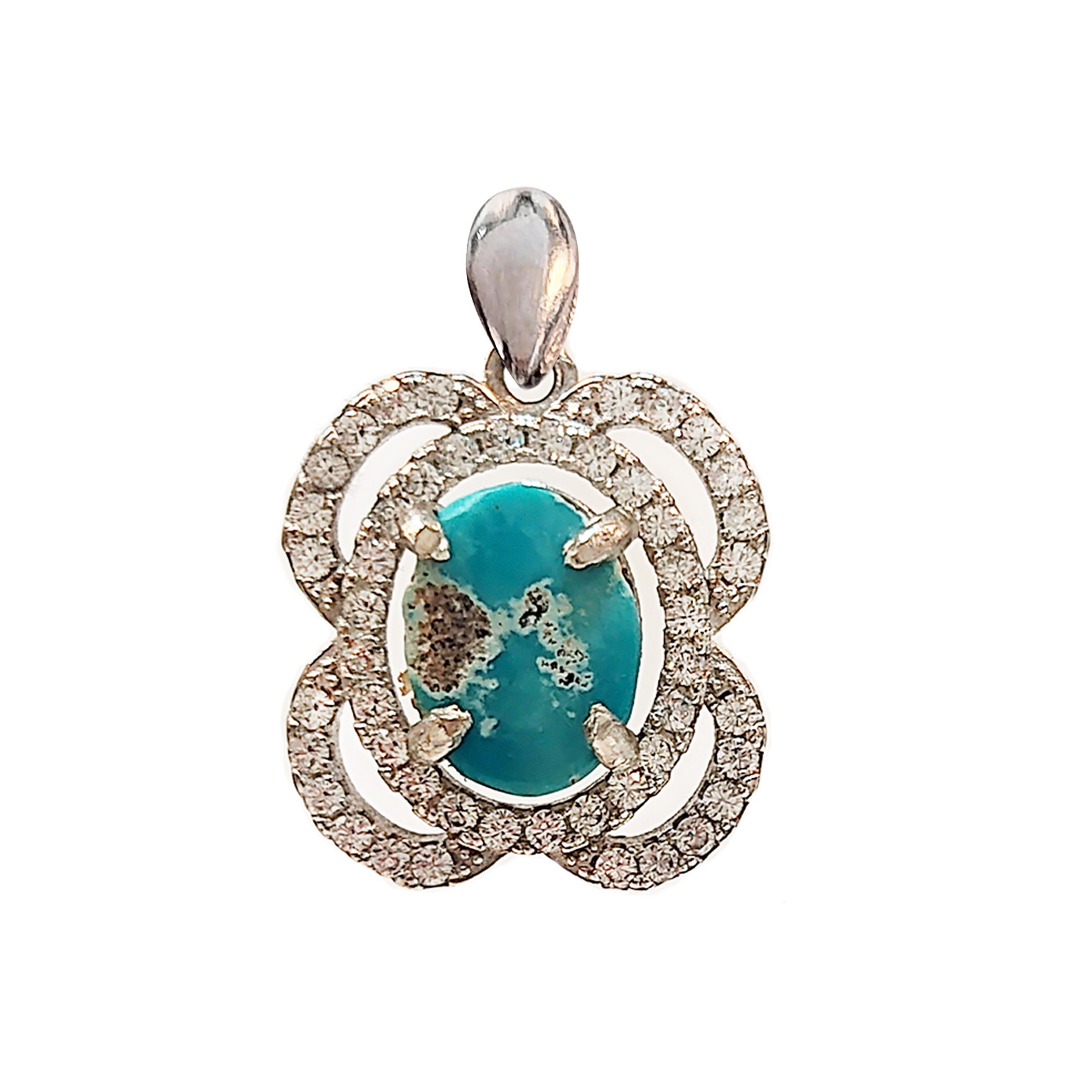 آویز گردنبند نقره زنانه مدل فیروزه نیشابور کد NG1718