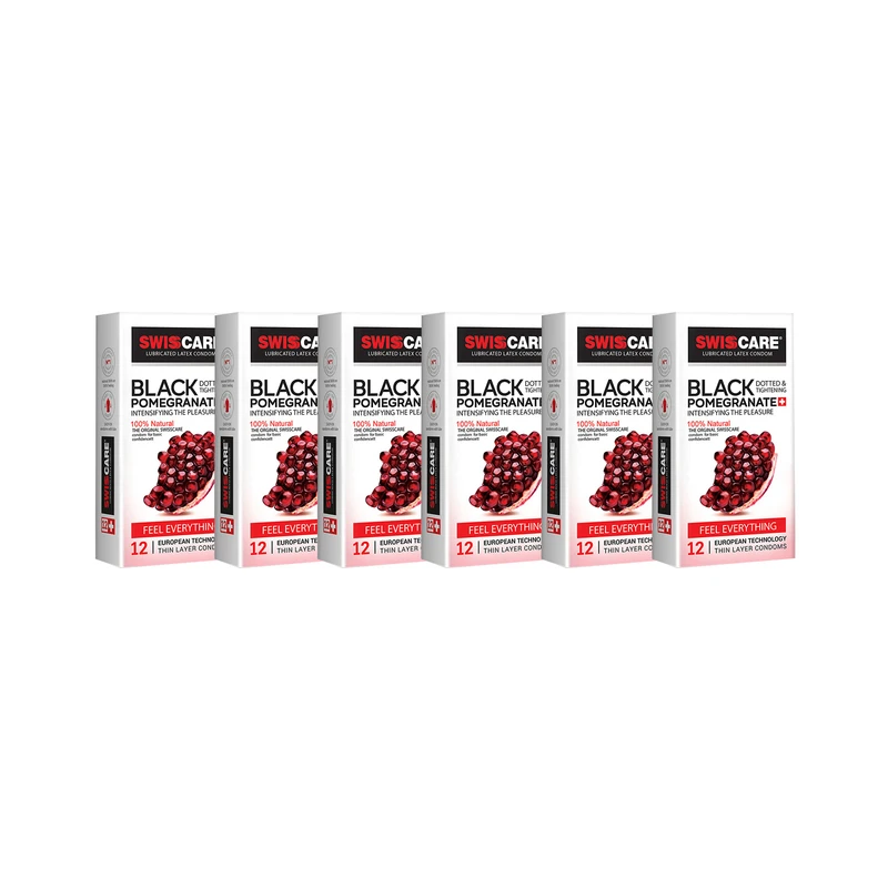 کاندوم سوئیس کر مدل BLACK POMEGRANATE مجموعه 6 عددی