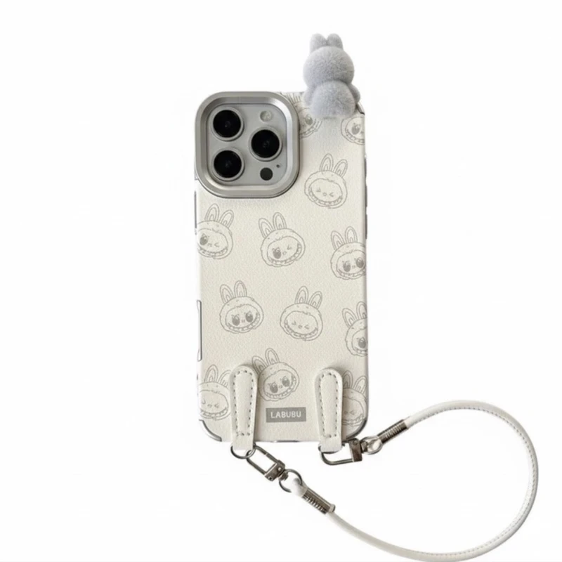 کاور طرح لبوبو عروسک دار مدل LABUBU مناسب برای گوشی موبایل اپل iPhone 13 به همراه آویز