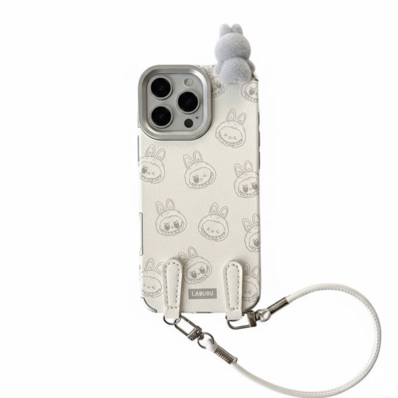 کاور طرح لبوبو عروسک دار مدل LABUBU مناسب برای گوشی موبایل اپل iPhone 13 به همراه آویز