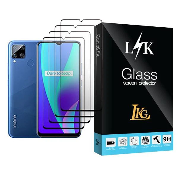 محافظ صفحه نمایش ال کا جی مدل LK Glass MIX004 مناسب برای گوشی موبایل ریلمی C15 بسته چهار عددی