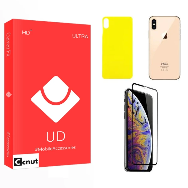 محافظ صفحه نمایش شیشه ای کوکونات مدل UD مناسب برای گوشی موبایل اپل iPhone Xs max به همراه محافظ پشت گوشی