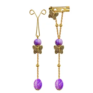 ست گیره روسری و سنجاق سینه زنانه مدل پروانه