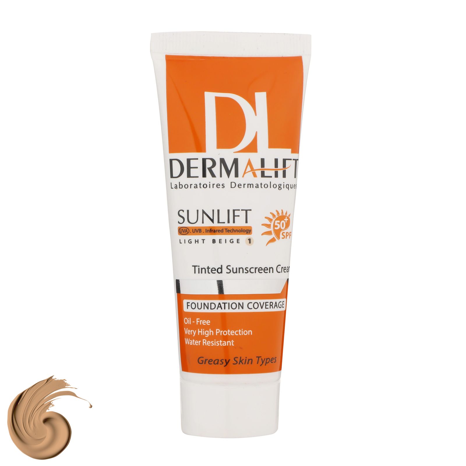 کرم ضد آفتاب رنگی درمالیفت SFP50 مدل Sunlift SPF50 محافظ UVA ،UVB، ضد آب، مناسب پوست چرب حجم 40 میلی‌لیتر -  - 2